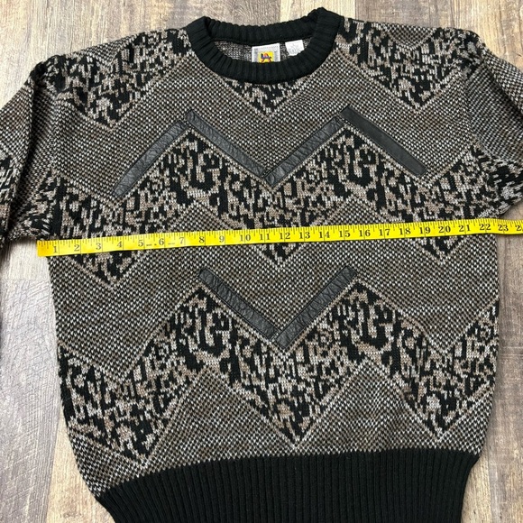 Vintage Abstract Pullover Sweater Size L Black - Picture 4 of 6